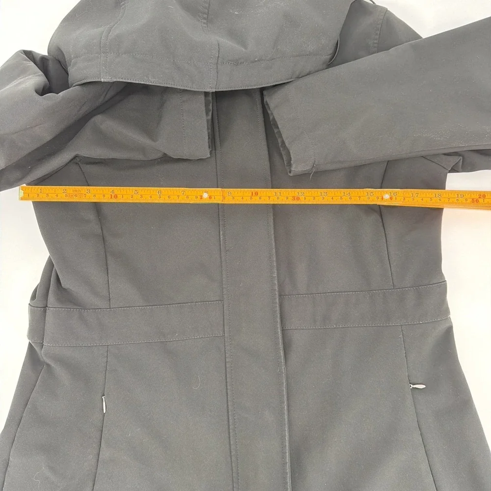 Pendleton Rischio Women L Black Softshell Hooded Mid Length Trench Coat Jacket